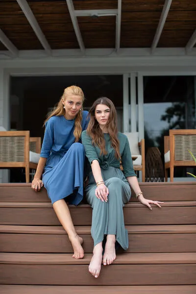 3-4 Sleeve Cotton Tee- Denim