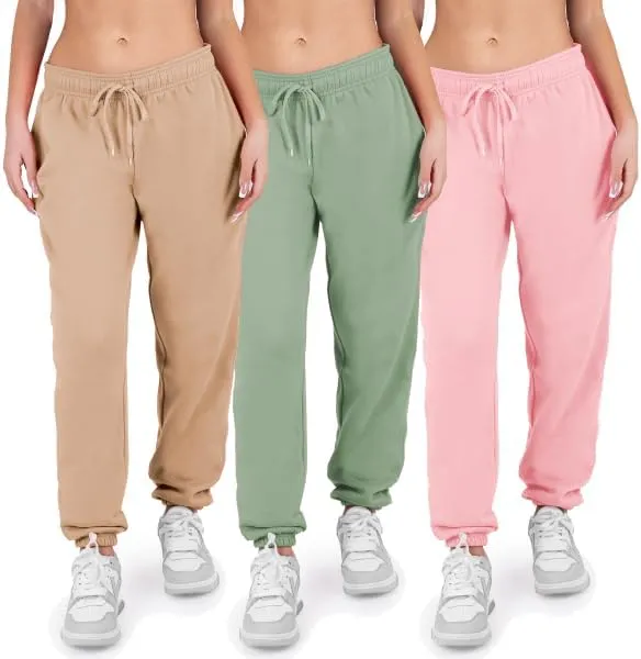 3 Pack Womens Sweatpants Comfortable Fleece Ladies Joggers