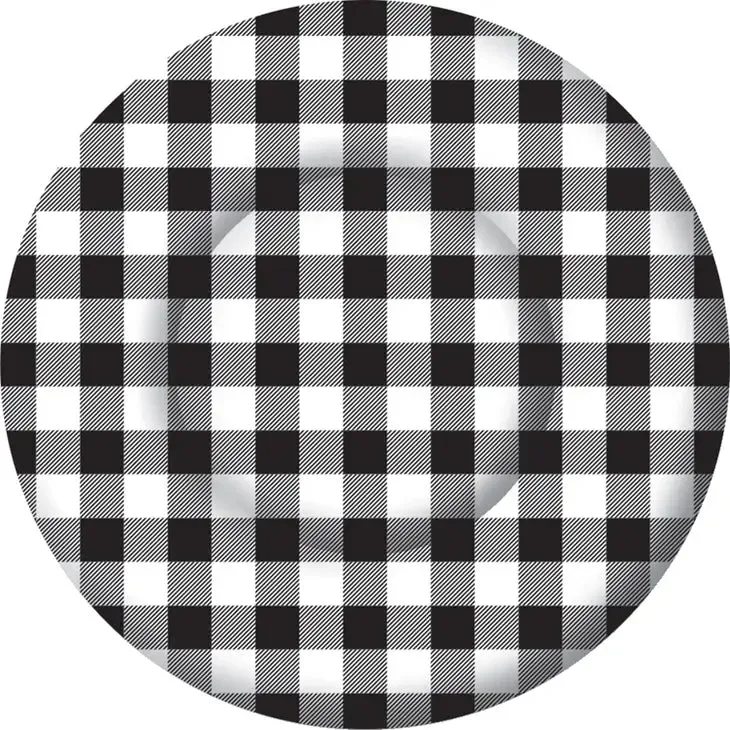 8" Paper Plates / Buffalo Check Black