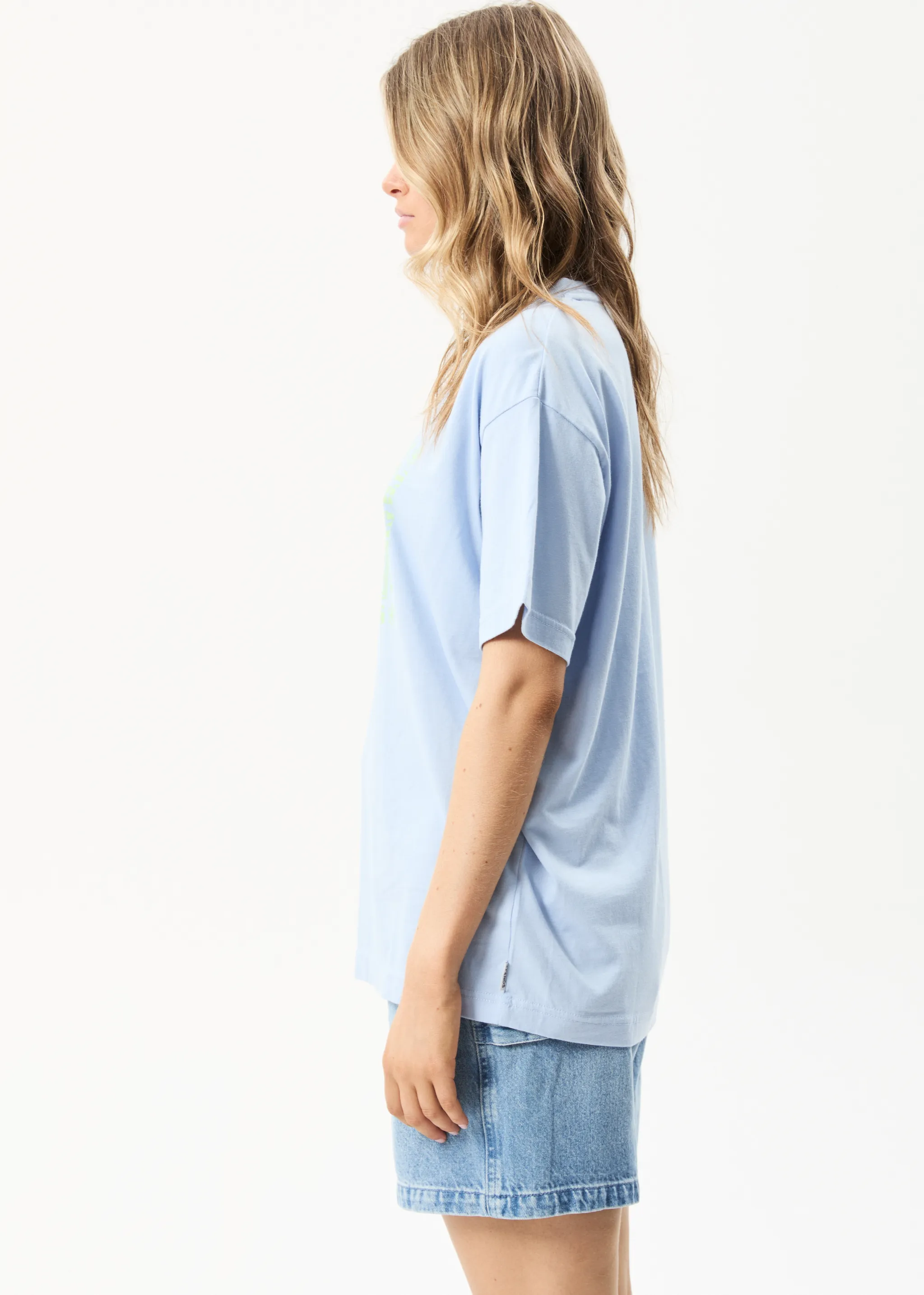 AFENDS Womens To Grow - Oversized Graphic T-Shirt - Powder Blue
