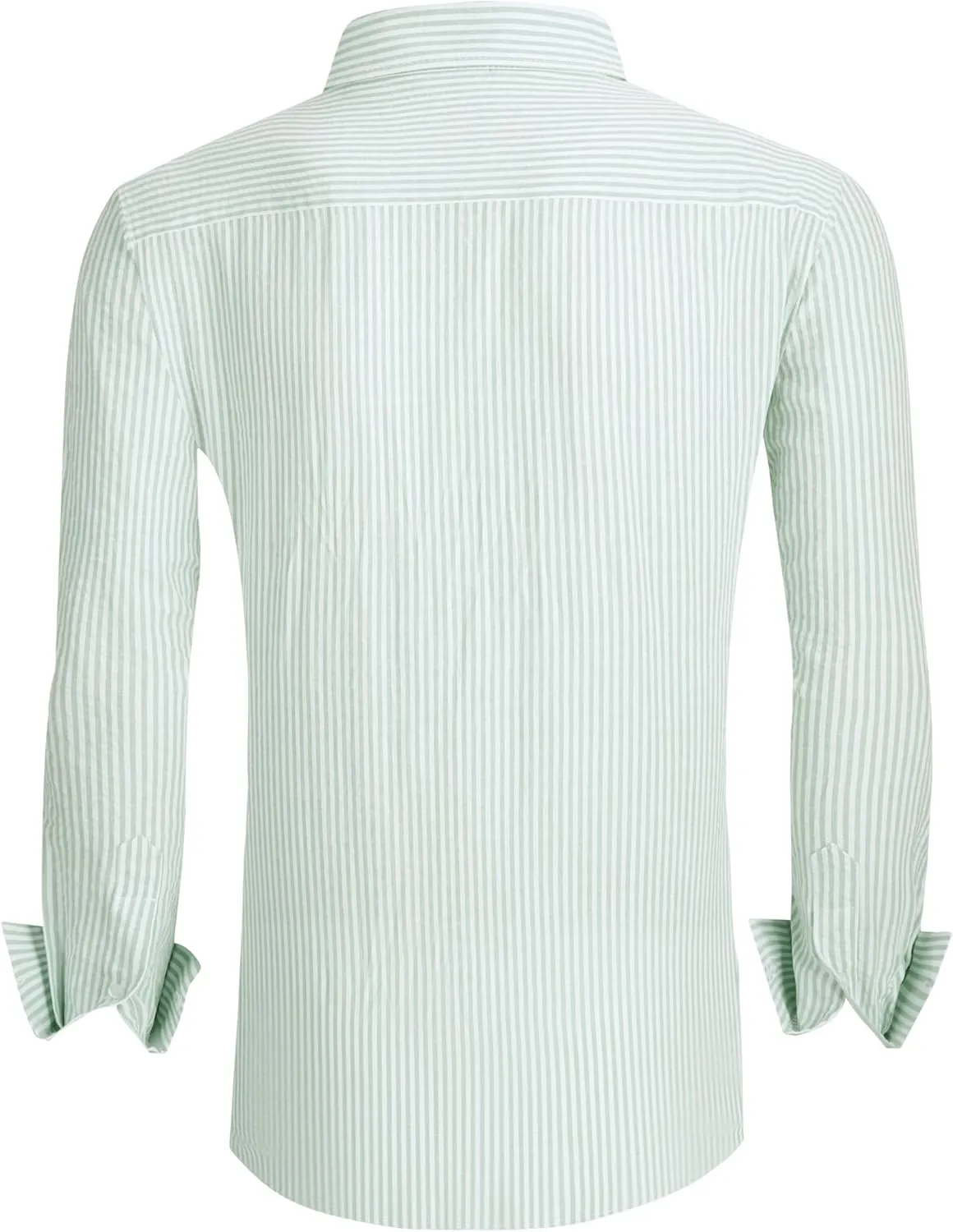 Alex Vando Mens Seersucker Dress Shirts Striped Business Casual Cotton Shirts for Men