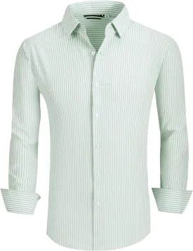 Alex Vando Mens Seersucker Dress Shirts Striped Business Casual Cotton Shirts for Men
