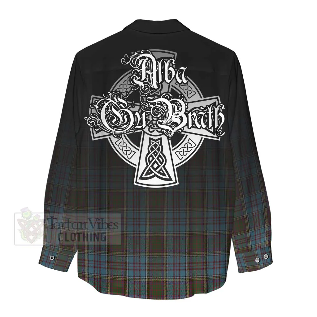 Anderson Tartan Women's Casual Shirt Featuring Alba Gu Brath Family Crest Celtic Inspired