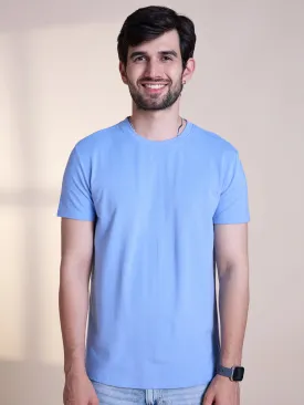 Anti Stain & Anti Odor Cotton Round Neck Tee - Powder Blue