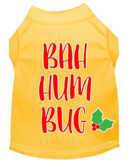Bah Humbug Screen Print Dog Shirt Yellow Xxxl