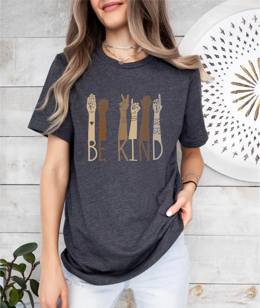 Be Kind Shirt - Graphic Tees with Positive Message, Inspirational Kindness & Love Shirts, Anti-Racism Tee