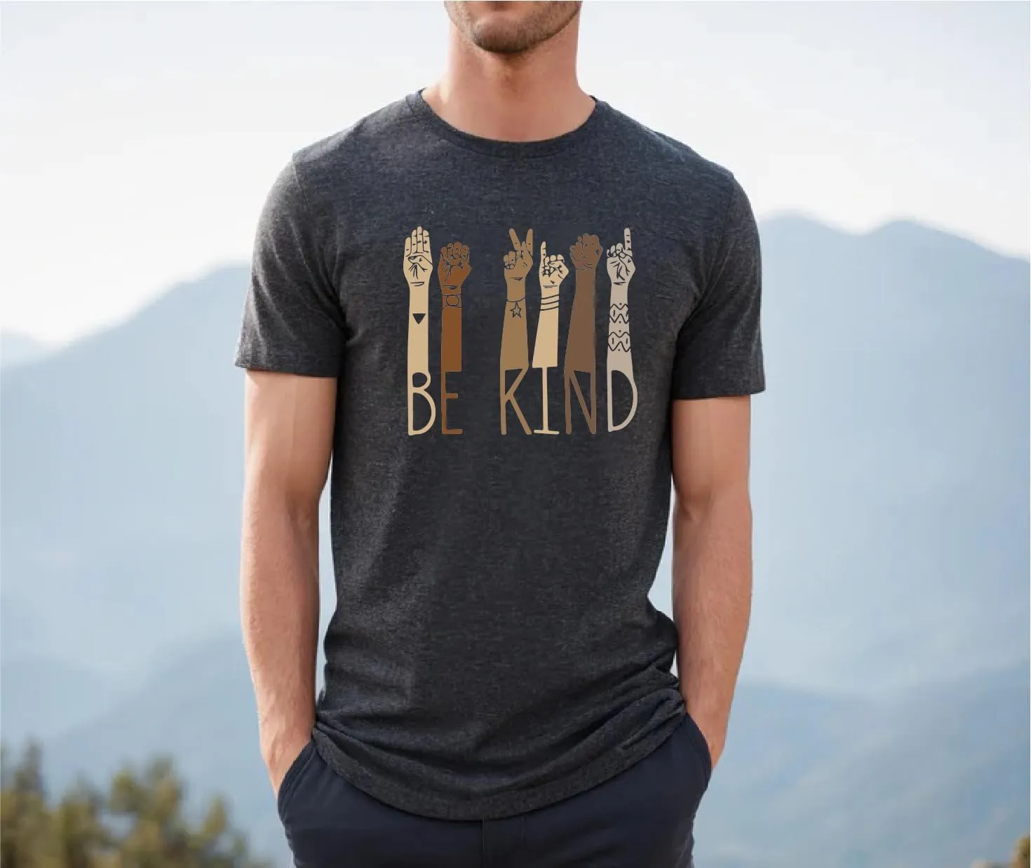 Be Kind Shirt - Graphic Tees with Positive Message, Inspirational Kindness & Love Shirts, Anti-Racism Tee
