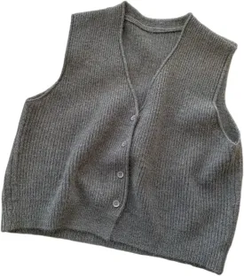 Beralst Women's Button Front V Neck Sleeveless Knit Sweater Vest