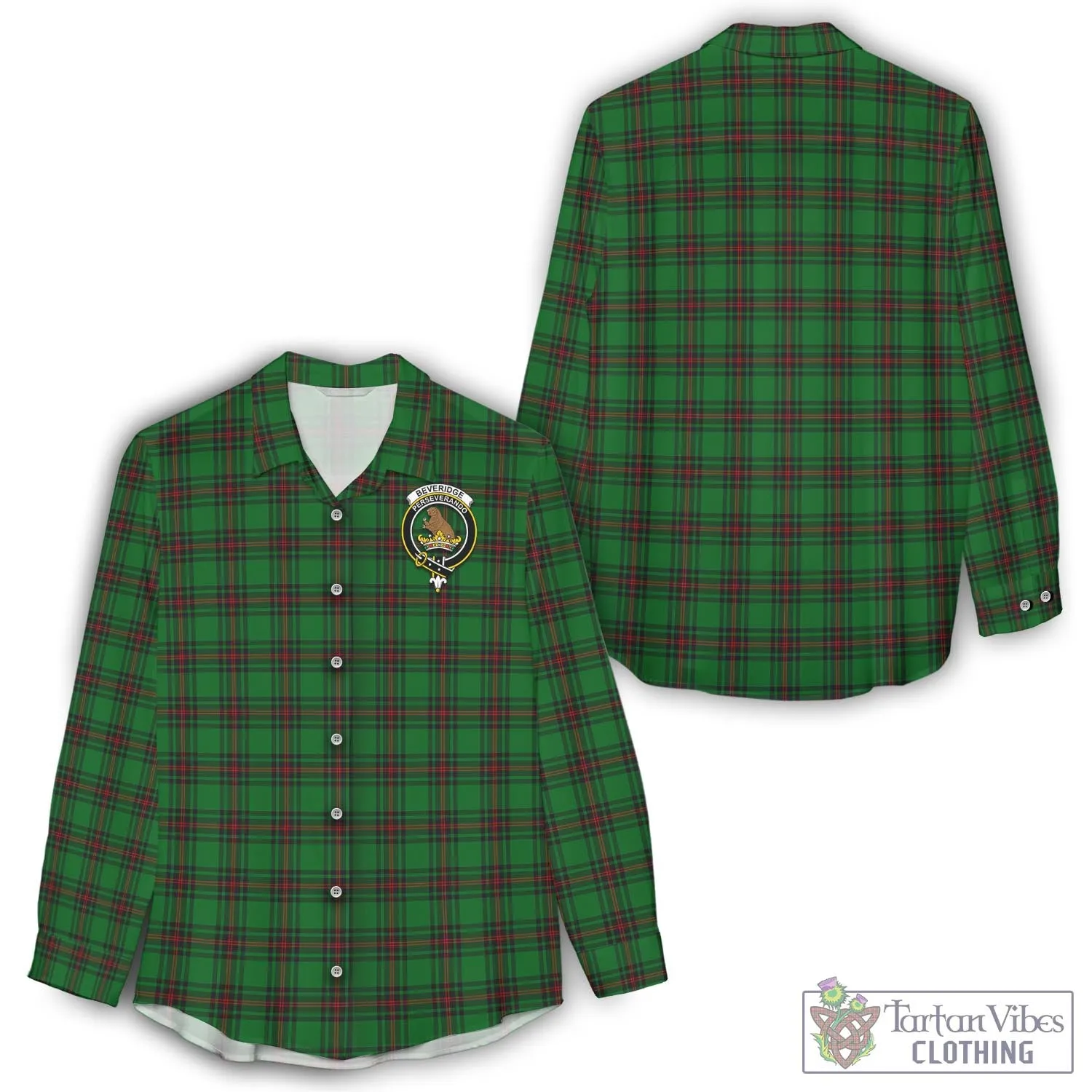 Beveridge Tartan Women's Casual Shirt with Family Crest