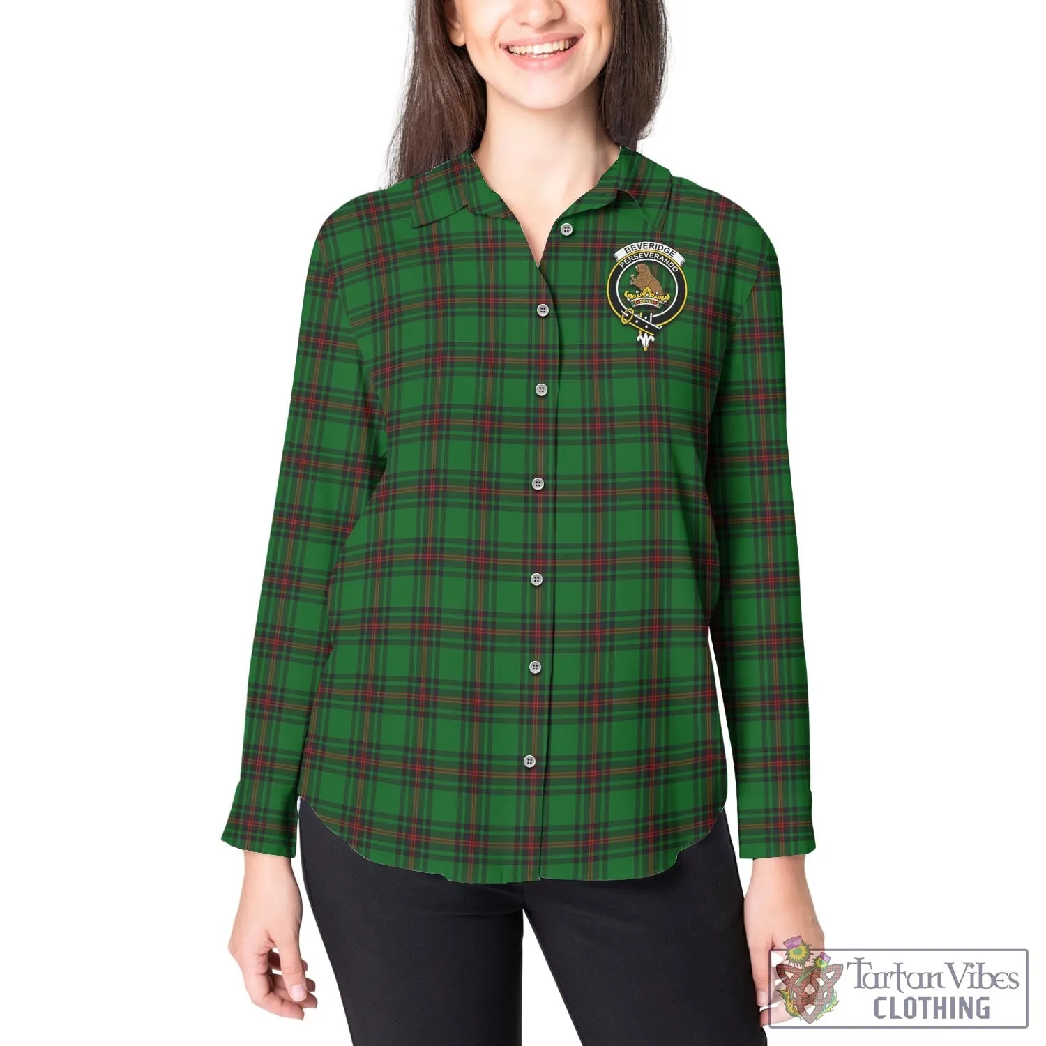 Beveridge Tartan Women's Casual Shirt with Family Crest