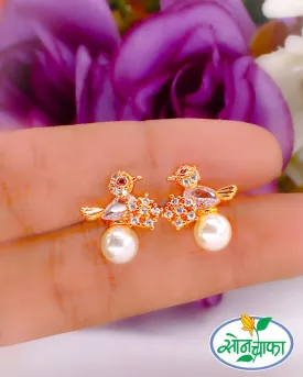 BIRD DESIGN SHIMMERY DIAMOND STUD EARRINGS