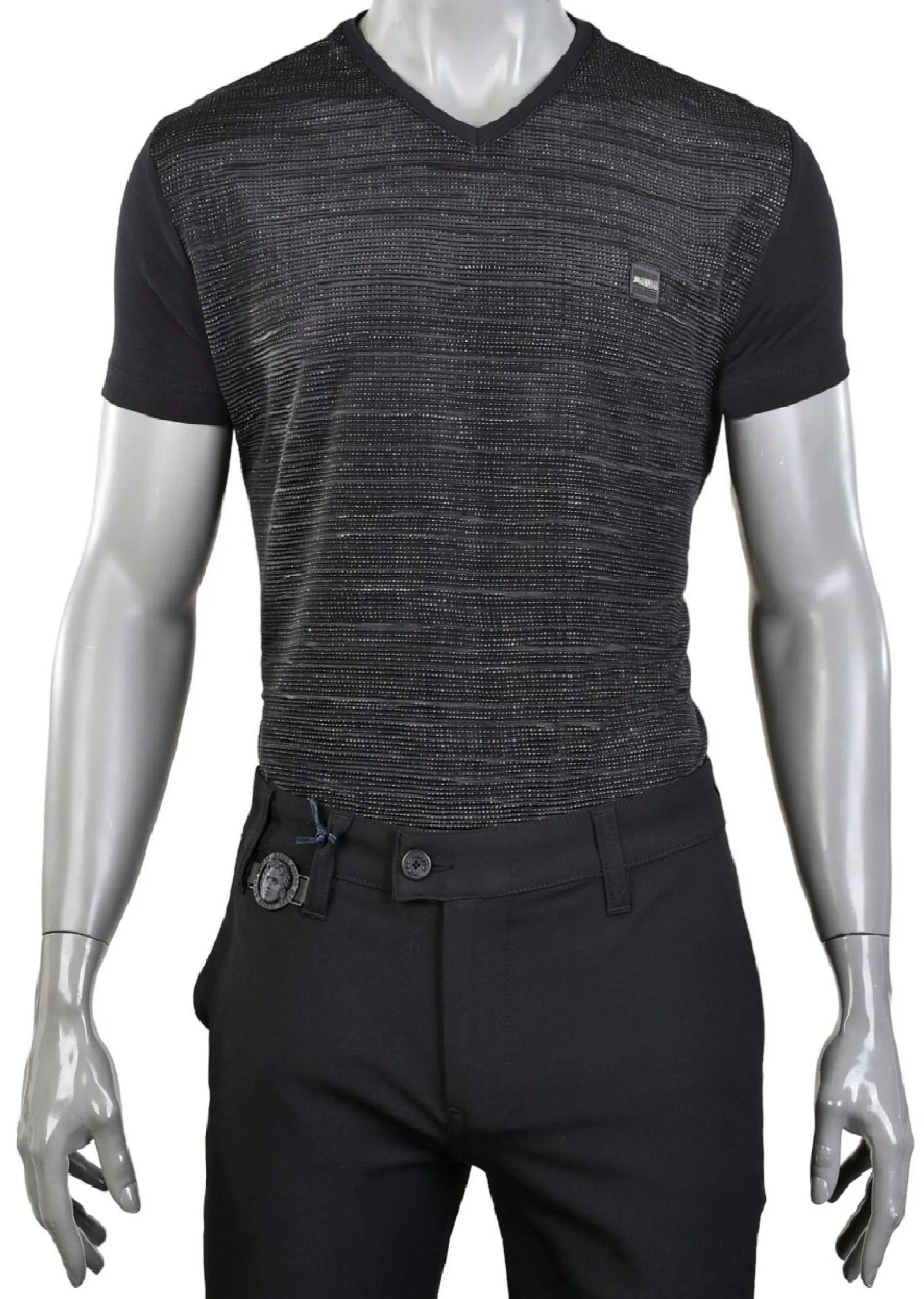 Black Midnight Shine V-neck Tee