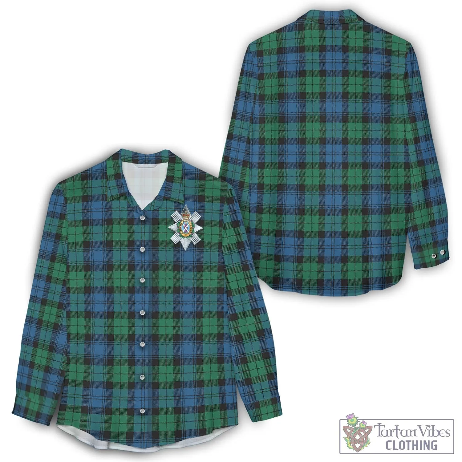 Black Watch Ancient Tartan Women's Casual Shirt with Family Crest