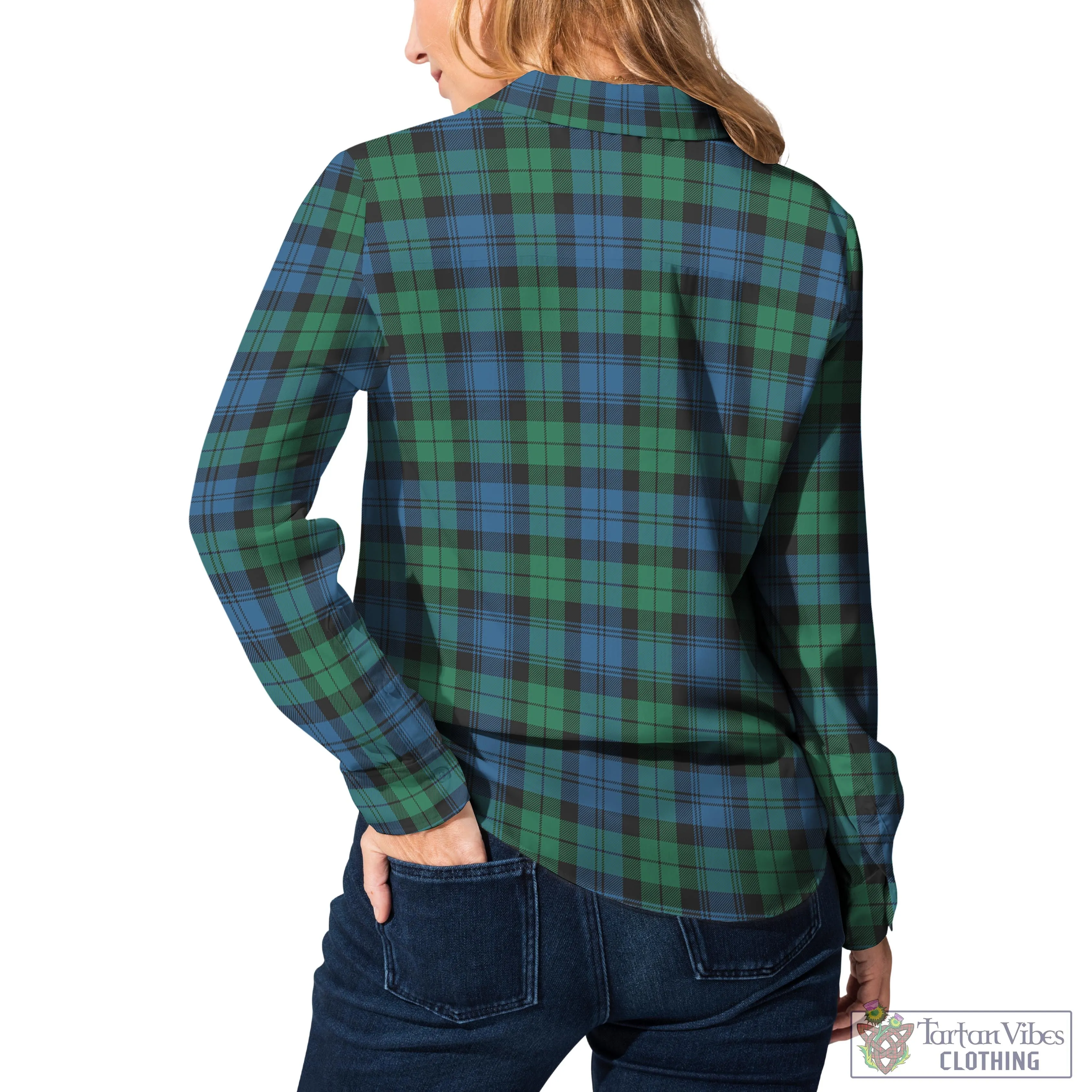 Black Watch Ancient Tartan Women's Casual Shirt with Family Crest