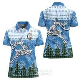 Blackadder Clan Christmas Women's Polo Shirt Celtic Reindeer Style
