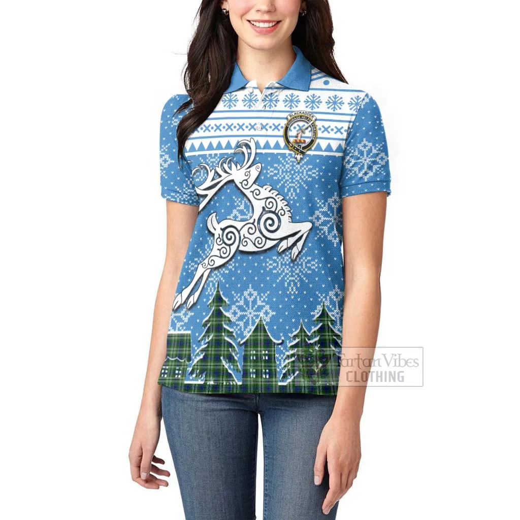 Blackadder Clan Christmas Women's Polo Shirt Celtic Reindeer Style
