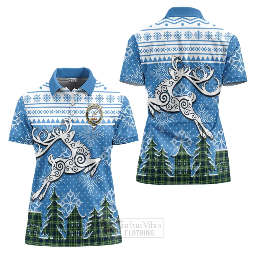 Blackadder Clan Christmas Women's Polo Shirt Celtic Reindeer Style