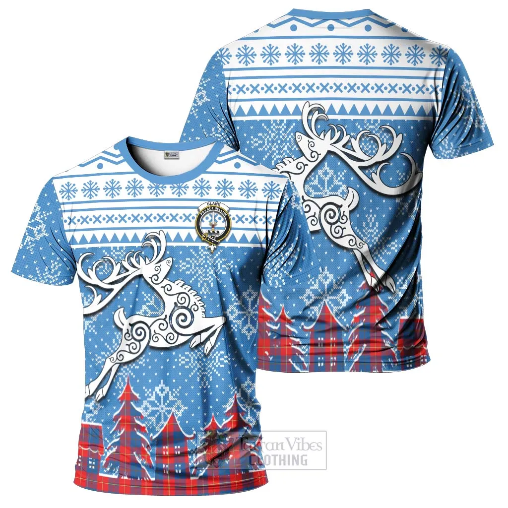 Blane Clan Christmas T-Shirt Celtic Reindeer Style