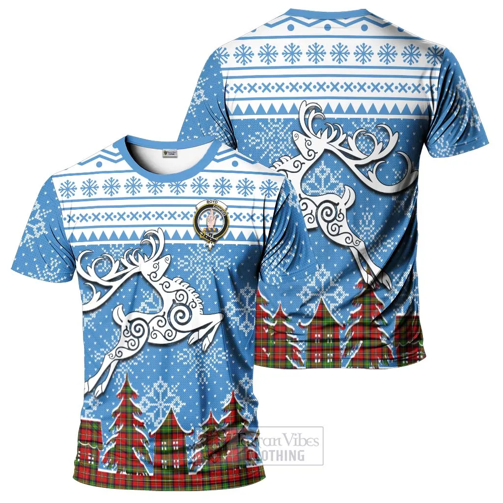 Boyd Clan Christmas T-Shirt Celtic Reindeer Style