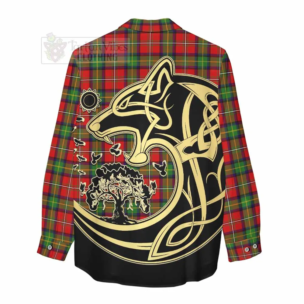 Boyd Tartan Women's Casual Shirt with Family Crest Celtic Wolf Style