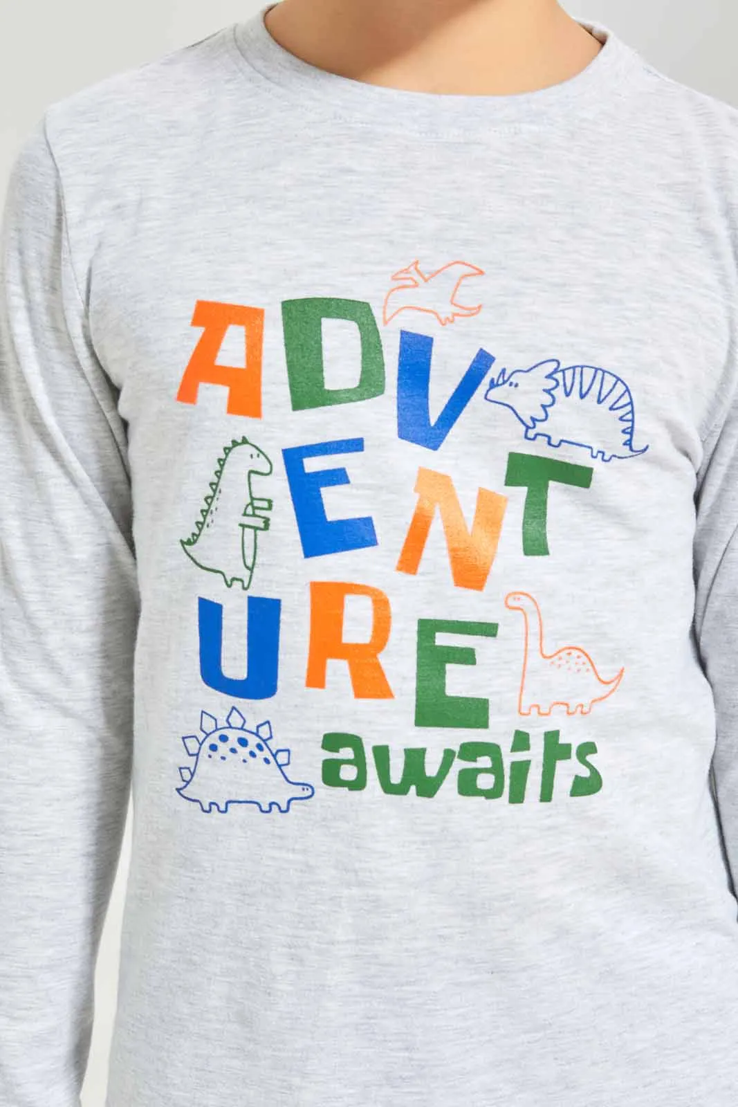 Boys Grey Adventure Printed T-Shirt