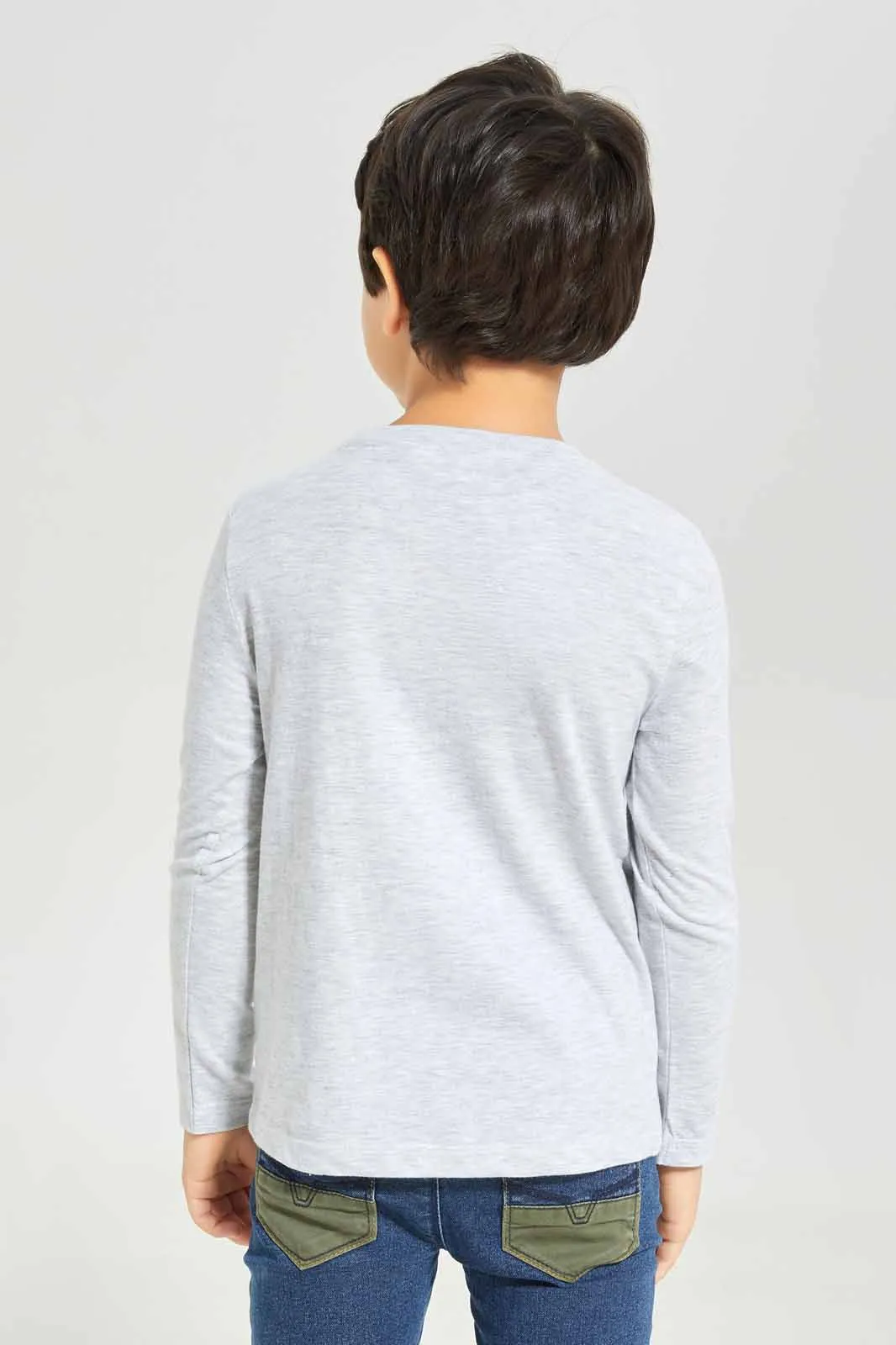 Boys Grey Adventure Printed T-Shirt