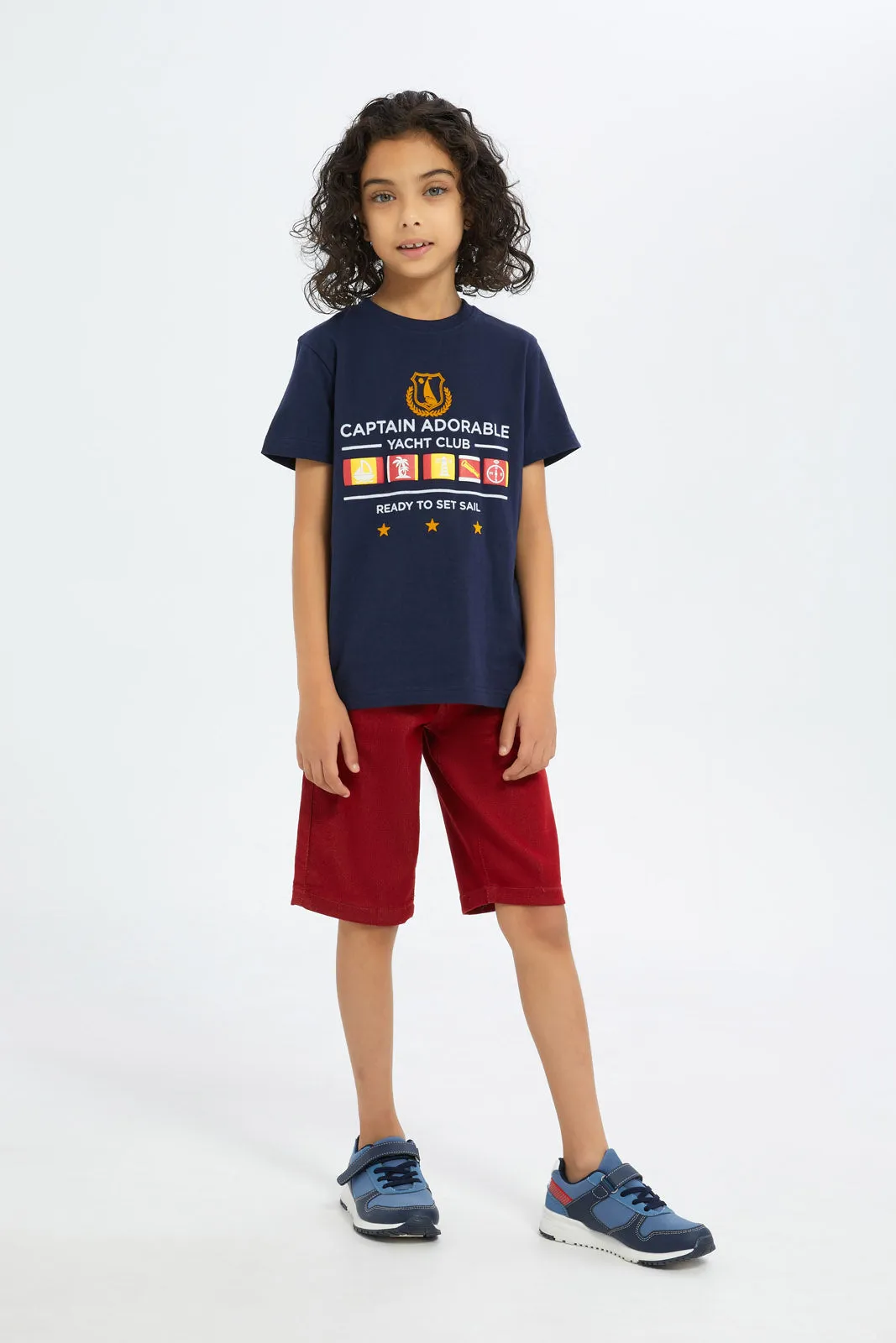 Boys Navy Printed T-Shirt