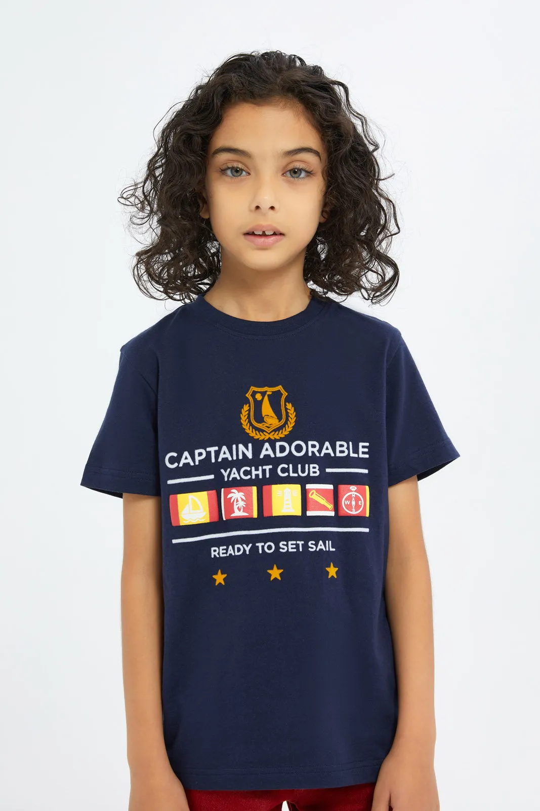 Boys Navy Printed T-Shirt