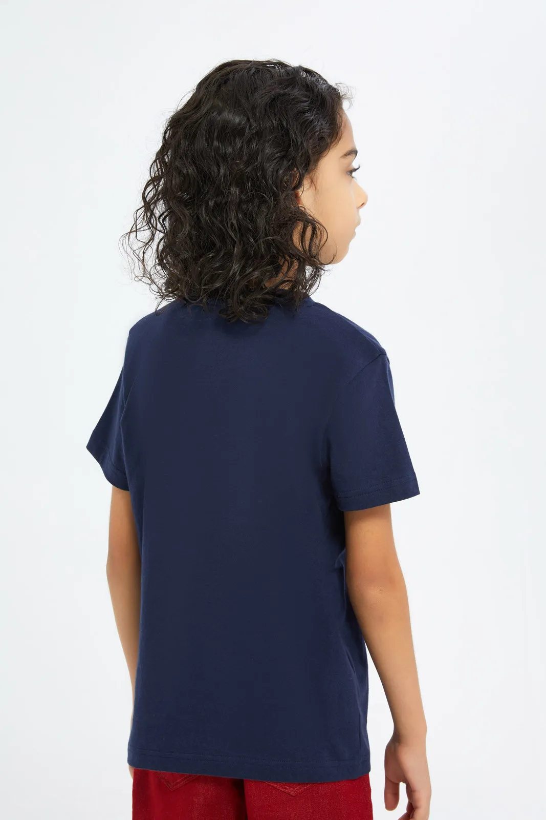 Boys Navy Printed T-Shirt