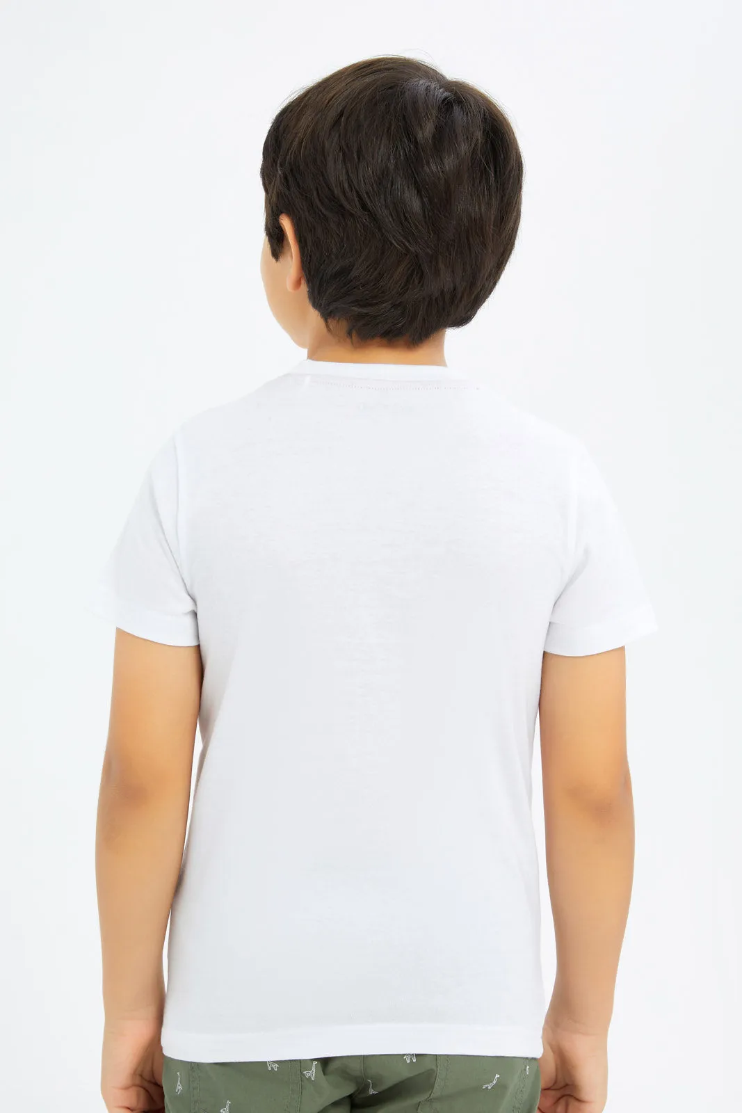 Boys White Printed T-Shirt