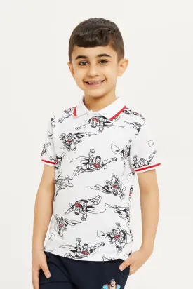Boys White Superman Polo Shirt