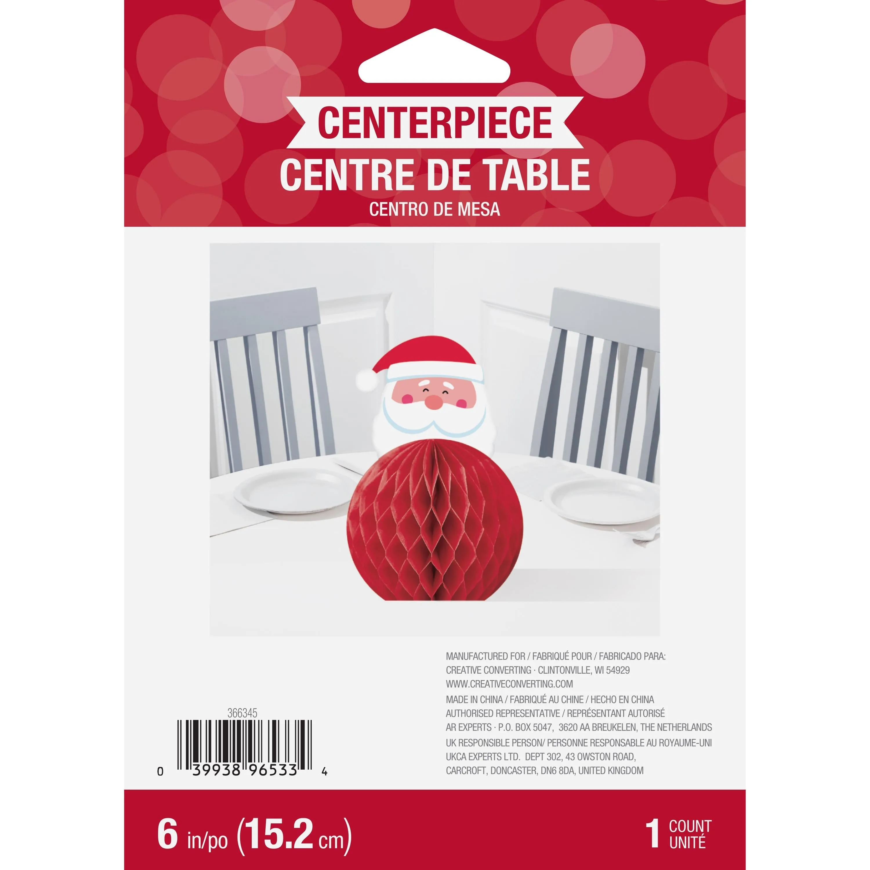 Bulk 6" Santa Honeycomb Centerpiece (6 per Case)