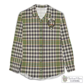 Burns Check Tartan Women's Casual Shirt with Family Crest