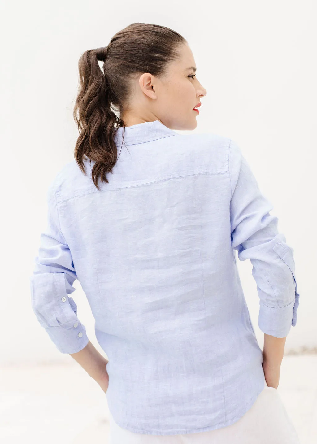 Casual Linen Shirt French Blue