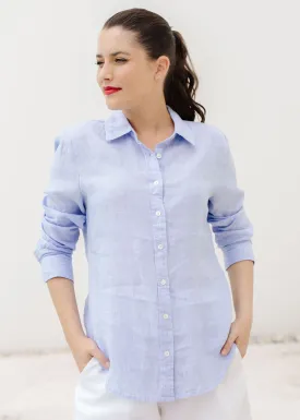 Casual Linen Shirt French Blue