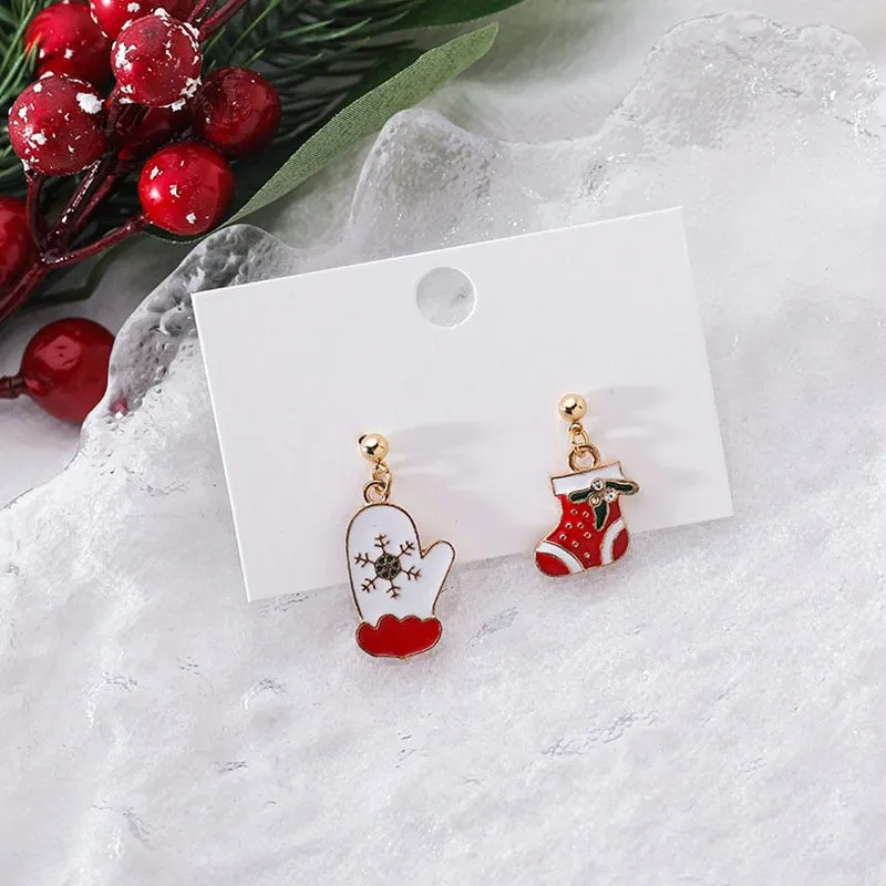Cheerful Holiday Asymmetric Design Earrings