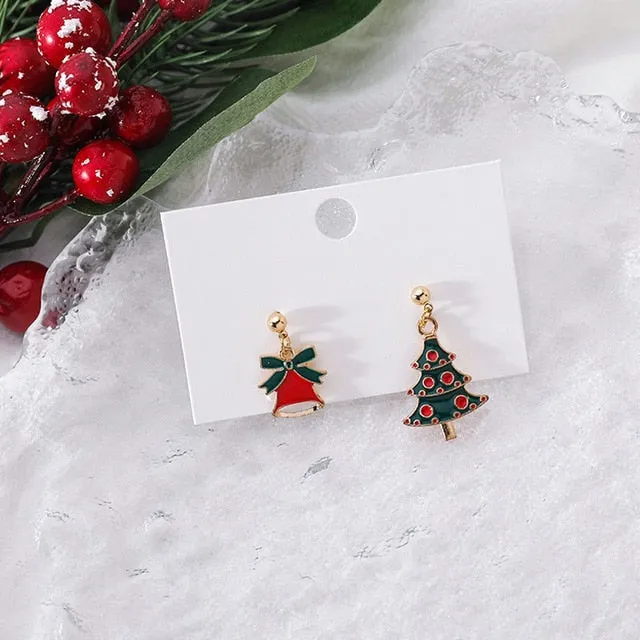 Cheerful Holiday Asymmetric Design Earrings