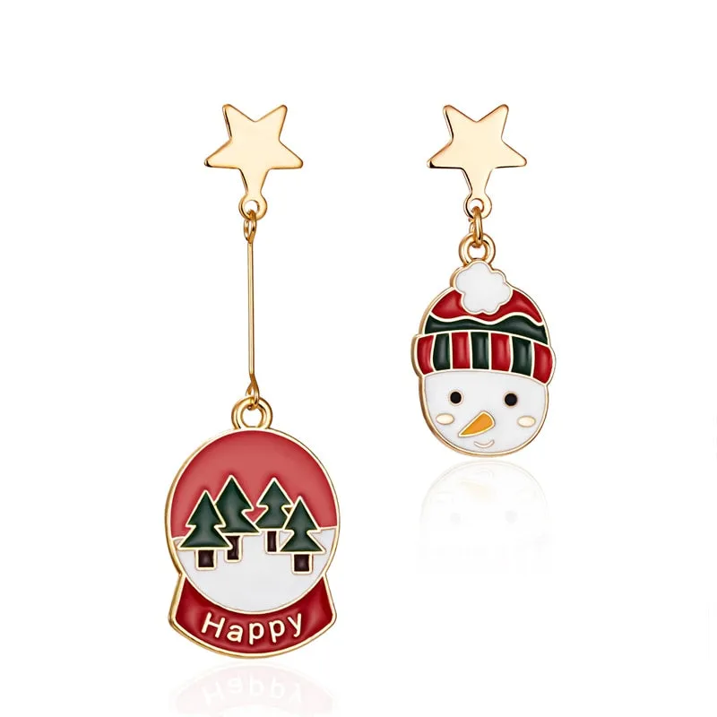 Cheerful Holiday Asymmetric Design Earrings