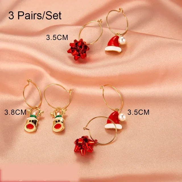 Cheerful Holiday Asymmetric Design Earrings
