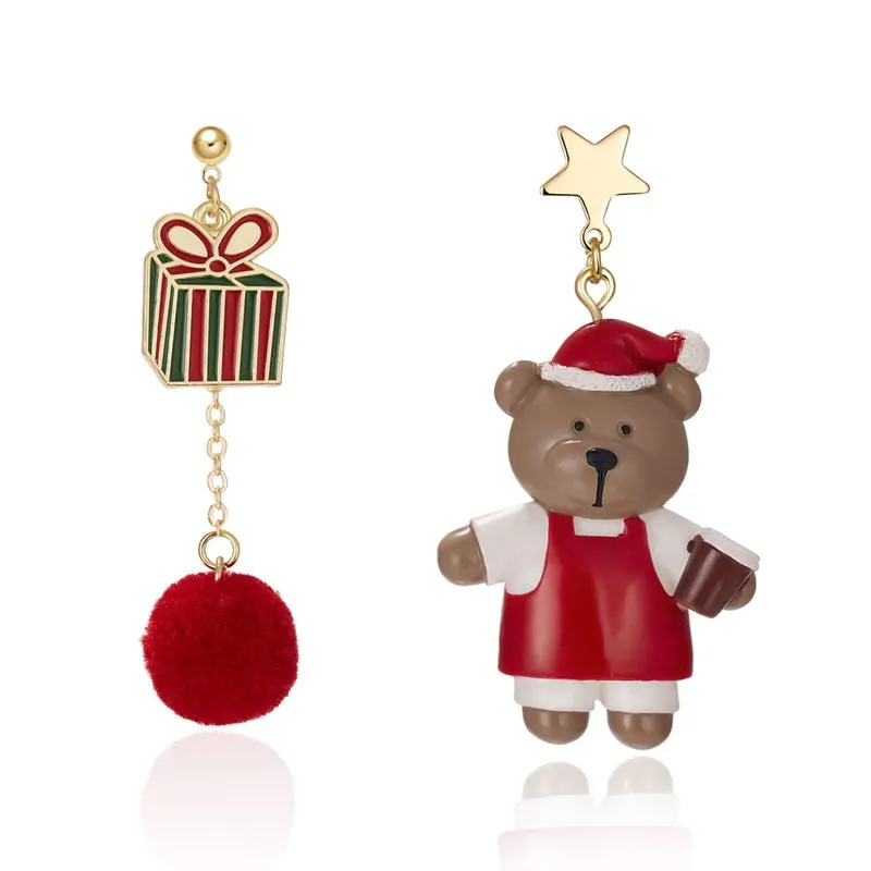 Cheerful Holiday Asymmetric Design Earrings