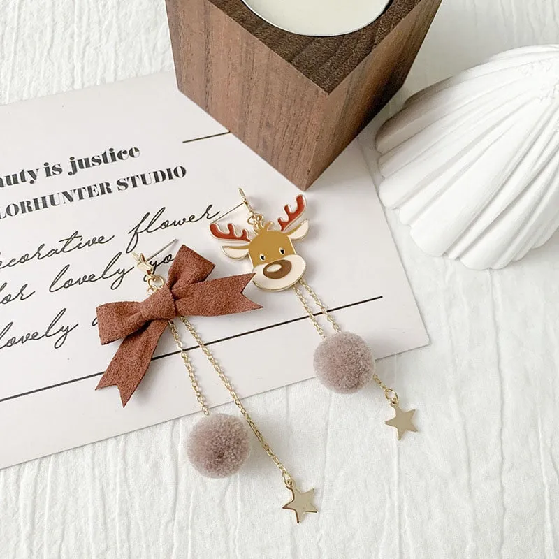 Cheerful Holiday Asymmetric Design Earrings