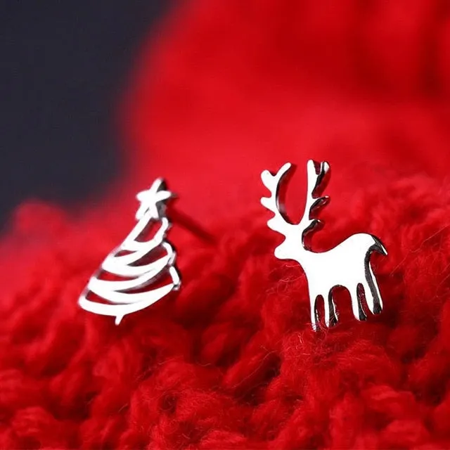Cheerful Holiday Asymmetric Design Earrings