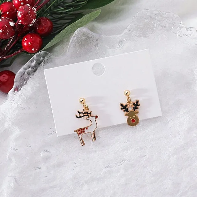 Cheerful Holiday Asymmetric Design Earrings