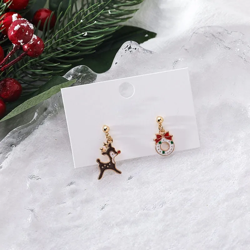 Cheerful Holiday Asymmetric Design Earrings