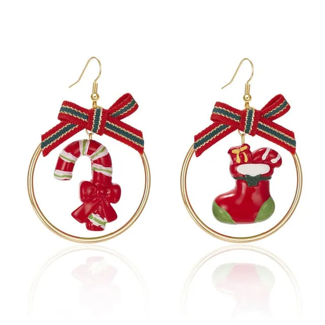 Cheerful Holiday Asymmetric Design Earrings
