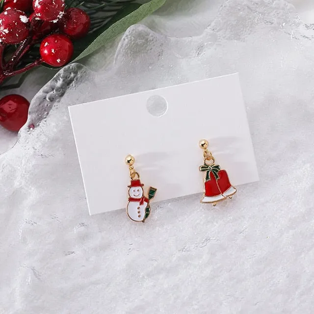 Cheerful Holiday Asymmetric Design Earrings