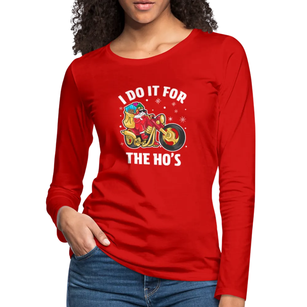 Christmas Biker Santa Women's Premium Long Sleeve T-Shirt