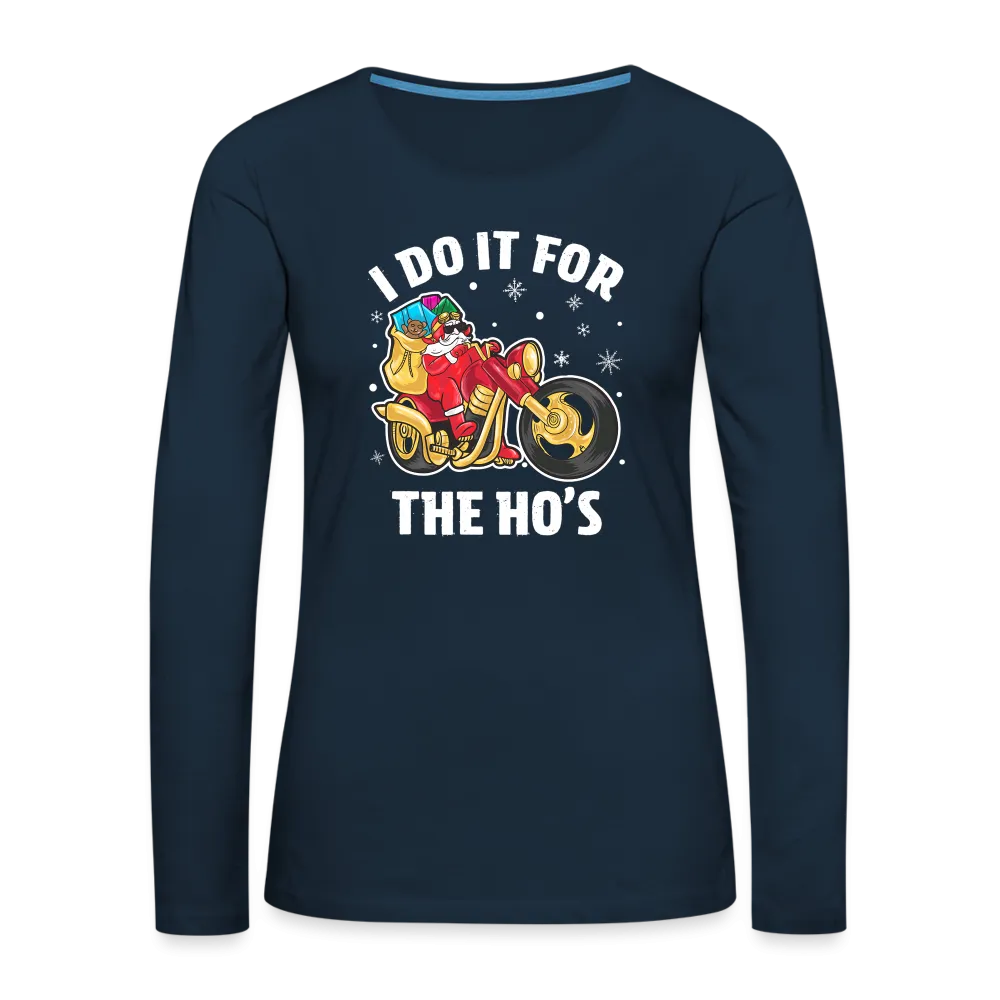 Christmas Biker Santa Women's Premium Long Sleeve T-Shirt
