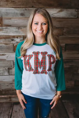 Christmas Fabric Monogrammed Shirt- Katie