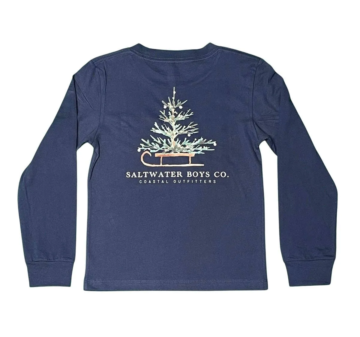 Christmas Sled Graphic Pocket Tee Navy